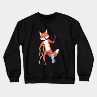 On crutches - cartoon fox Crewneck Sweatshirt